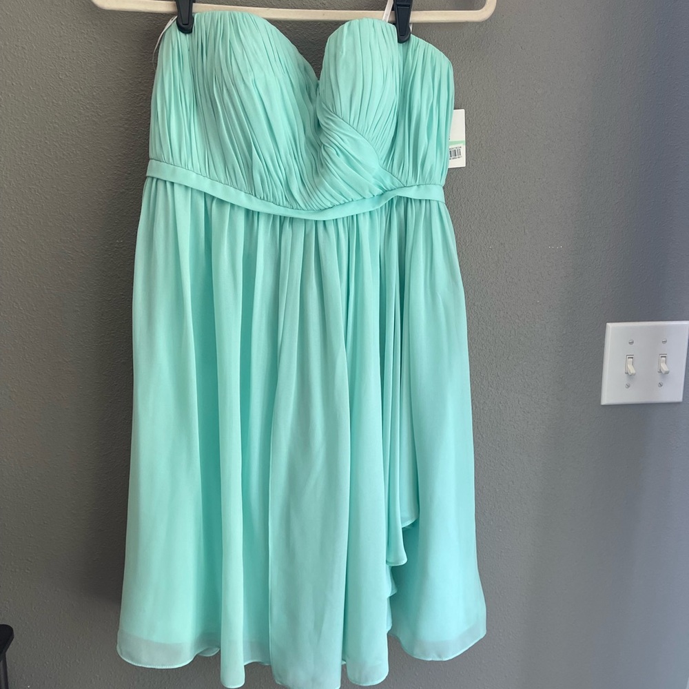 Donna Morgan Aqua Strapless Dress